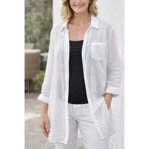 Breezy Lane White Sheer Button Shirt XXL Lightweight Open Front Beach Cover Up